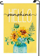 Hello Sunshine Summer Sunflower Garden Flag 12X18 Inch Double Sided for outside
