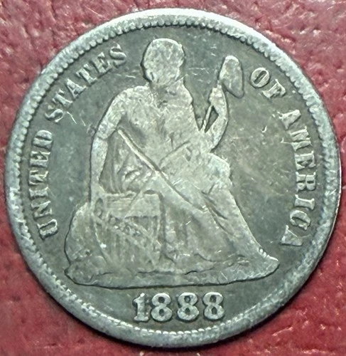 1888 Seated Liberty Dime. Free Shipping