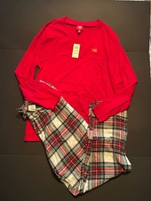 FAMILY PAJAMAS Men's 2-Piece Mix It Stewart Plaid Pajama Set Size Large Red PJs