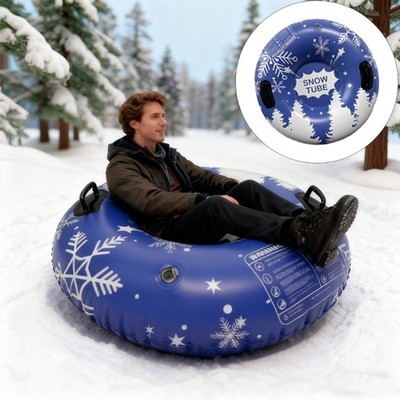 Inflatable Snow Tube with Handles Folding Snow Sled Winter Snow Sledding Toy