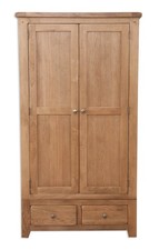 Oak Pine Wardrobe 2 Door 2 Drawer in Solid Dorset Country Base is Assembled