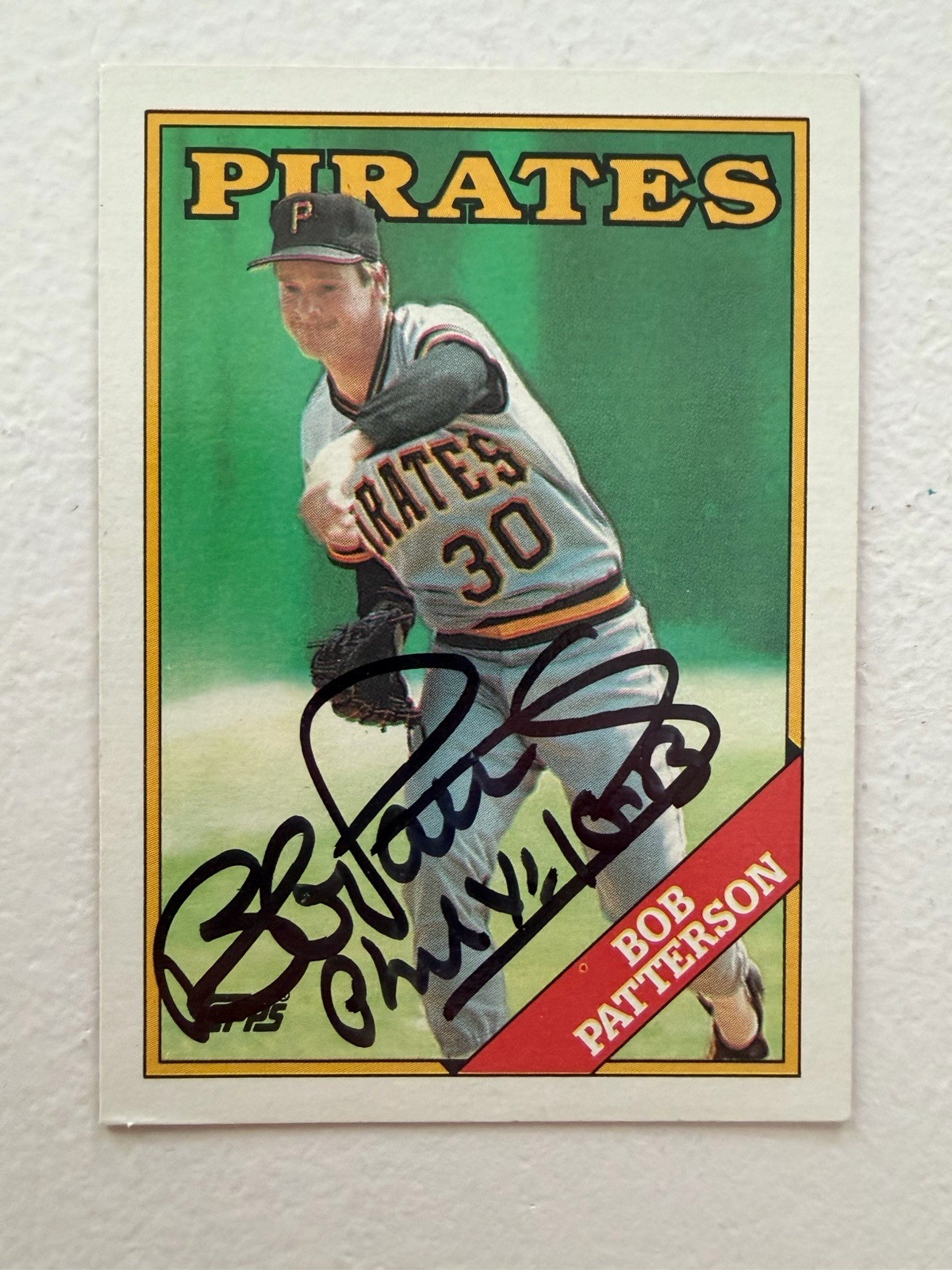 Bob Patterson Signed 1988 Topps #522 Pittsburgh Pirates Autograph Auto