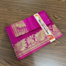 NEW Indian Womens Brocade ART/Artificial Silk Sari SAREE Purple w/Blouse Piece