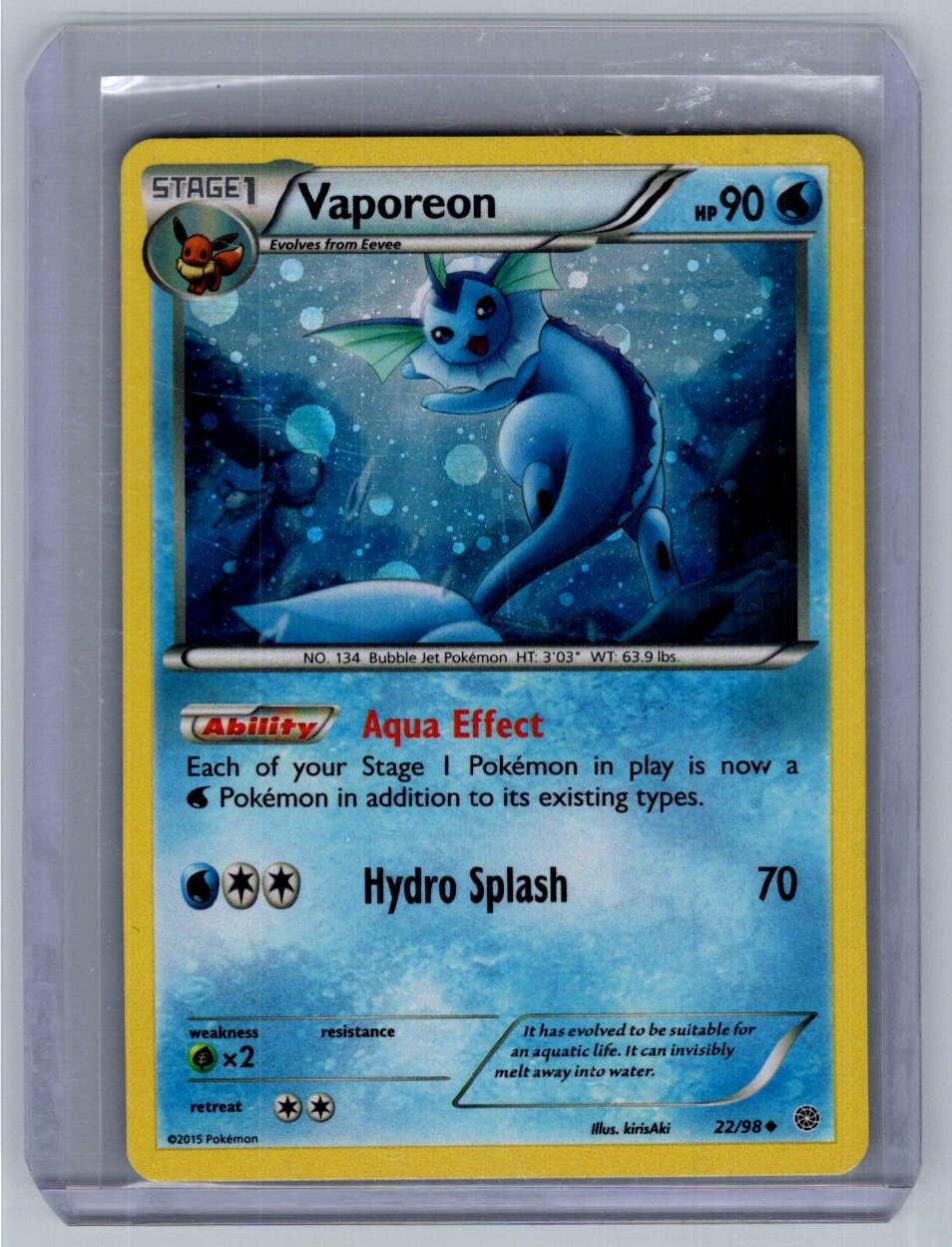 2015 Vaporeon 22/98 XY Ancient Origins Promo Cosmos Foil Holo Tin Pokemon MP