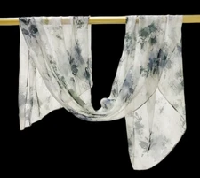 100% Silk thin Scarf Women shawl Wrap neckerchief floral black gray beige H42-27