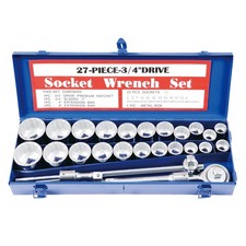 27 PCS 3/4" Drive Socket Wrench Set Metric & Imperial Ratchet Extension Bar UK