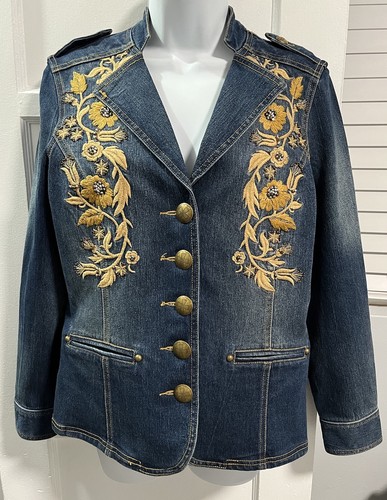 DOUBLE D RANCH Yoakum Texas Women Denim Jacket Embroidered Size Small