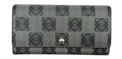 LOEWE Anagram Canvas Long Wallet COA  Quiet Luxury Grey Black Continental Wallet