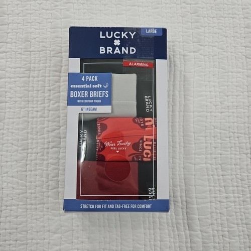 Lucky Brand 4-Pack Essential Soft Boxer Briefs Men's L (36-38) Red Black NIB