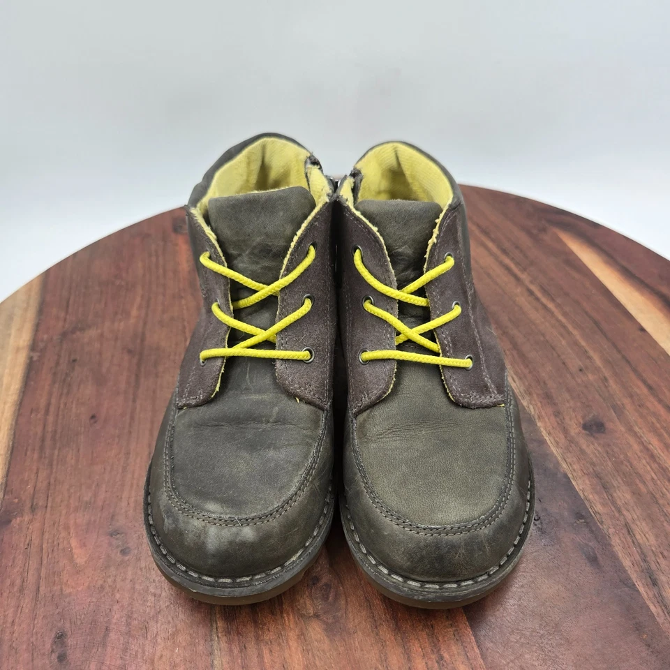 Botas UGG Orin Jóvenes Niños 12 Gris Cuero Nobuck Piel de Oveja Cremallera Con Cordones Cálidas Foto 3 de 4