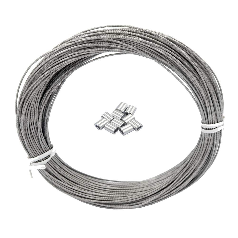 Elegant 100ft 304 Stainless Steel Cable Wire Rope, 5/128" for Crafting Projects