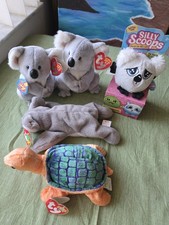 TY Beanie Babies Koala & Turtle Lot (4) w/ Tags + Bonus Silly Scoops Plush
