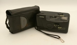 KONICA POP EFP-8 Vintage 1980's 35mm Film Camera With Flash + Case WORKING