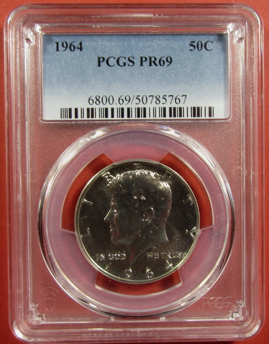 PCGS Certified PR 69 Graded 1964 Kennedy US Half Dollars (1964-Now