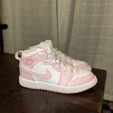 Air Jordan 1 Mid Shoes Pearl Pink White Big Kids' GS Size 1 youth
