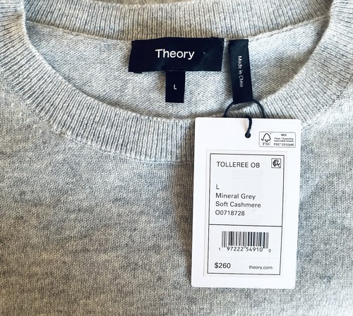 THEORY L TOLLEREE CASHMERE SWEATER PULLOVER SHORT SLEEVE CREW GREY NWT $260 SOLD - Picture 2 of 7