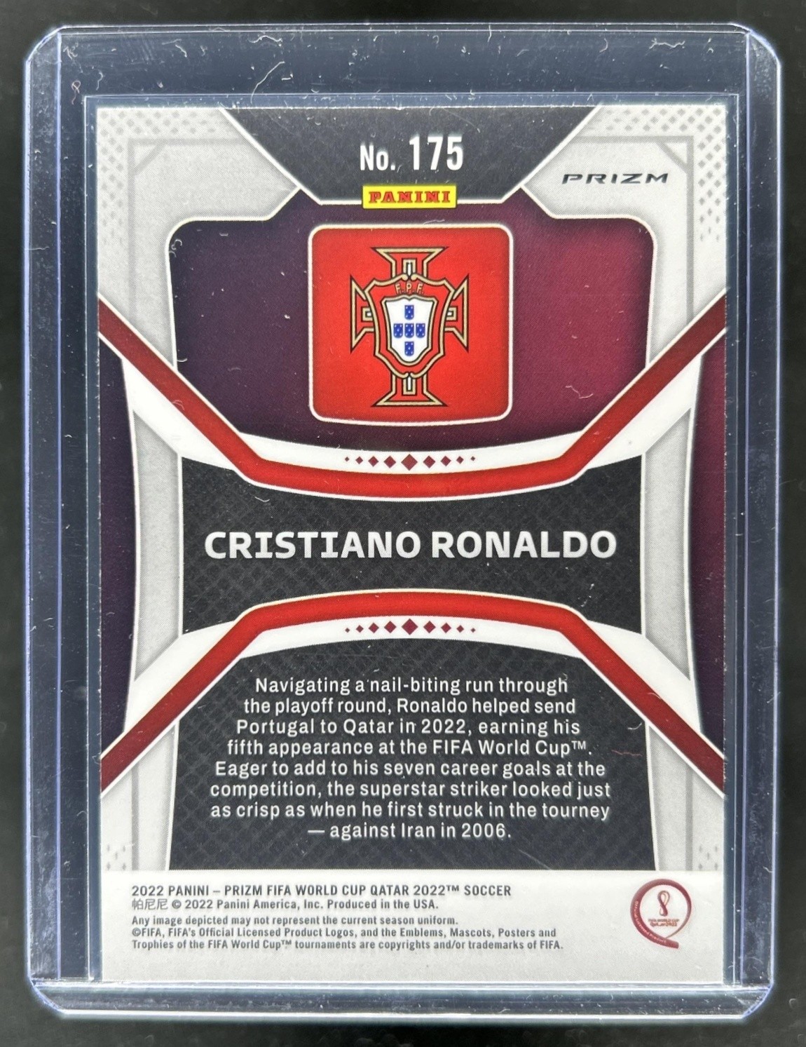 2022-23 Panini Prizm World Cup Cristiano Ronaldo Green Wave #175 Portugal view 2
