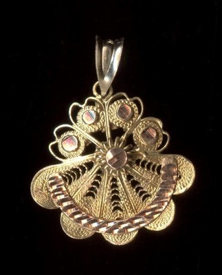Neu 10K 1,34 Gramm 22mm Massiv Gelb & Rotgold Fächer Blume Blatt Anhänger (qv
