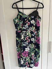 Joe browns rockabilly retro pencil wiggle dress size 12 floral lace up steampunk