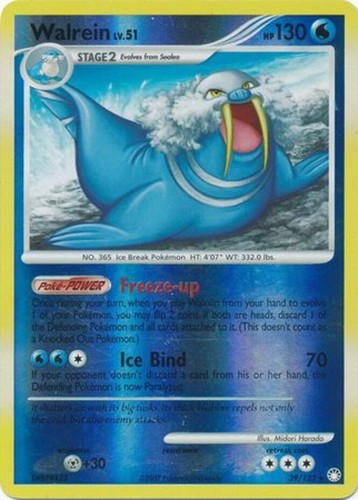 Walrein - 39/123 - Rare - Reverse Holo (Mp) Mysterious Treasures - Water Pokémon