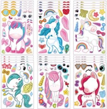 24 Sheets Make Your Own Unicorn Stickers A Face 8.27'' 5.9'',