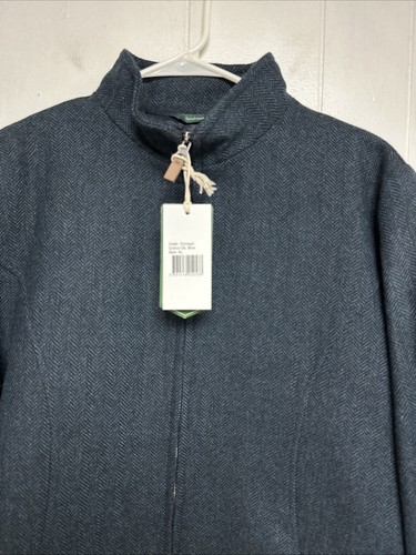 Giacca tessitura Emerald Isle misto lana blu spina di pesce manica lunga taglia 44 XL - Foto 2 di 12