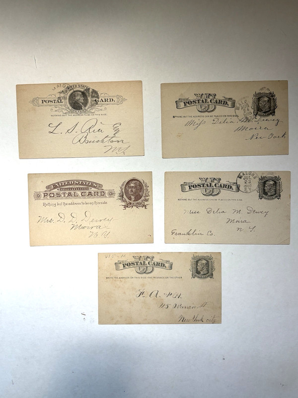 5 Antique Postal Cards UX5 1c Jefferson 1c Liberty Posted and Unposted