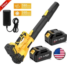 Electric Cordless Leaf Blower 580CFM/160MPH & 6 Speed Levels w/2 Batteries 4.0Ah