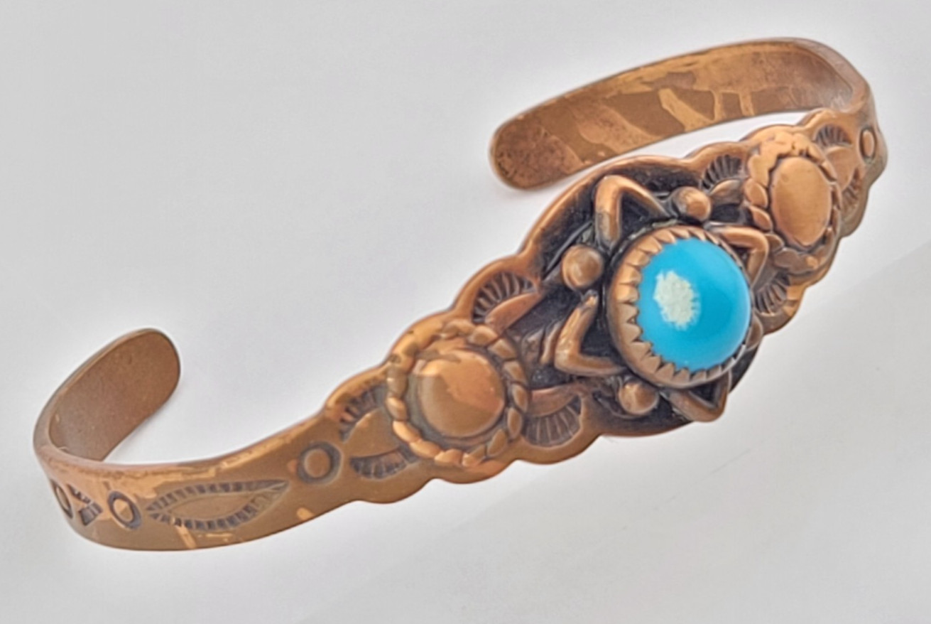 Vintage Bell Native American Solid Copper Turquoi… - image 2