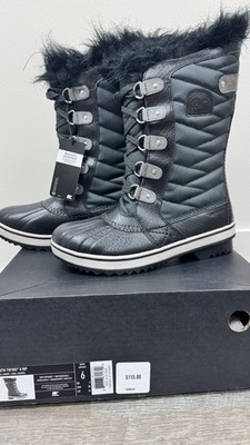 Sorel Joan Of Arc Youth Winter Snow Girls Boots Size 6 NY1966-013 Black Faux Fur