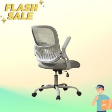 Ergonomic Mid-Back Mesh Office Desk Chair with Flip-Up Arms Gray