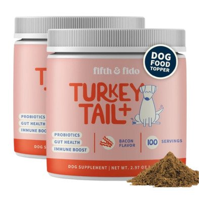 Fifth & Fido Turkey Tail+ for Gut Health & Immune Boost 100 Servings - Pack of 2