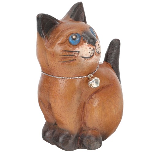 Adornos de gatito tallados en madera estatuillas de gato miniatura estatua de madera - Imagen 5 de 12