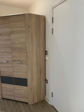 Wayfair Corner Wardrobe Oak Effect Corner Closet with Hanging Rail & Shelves