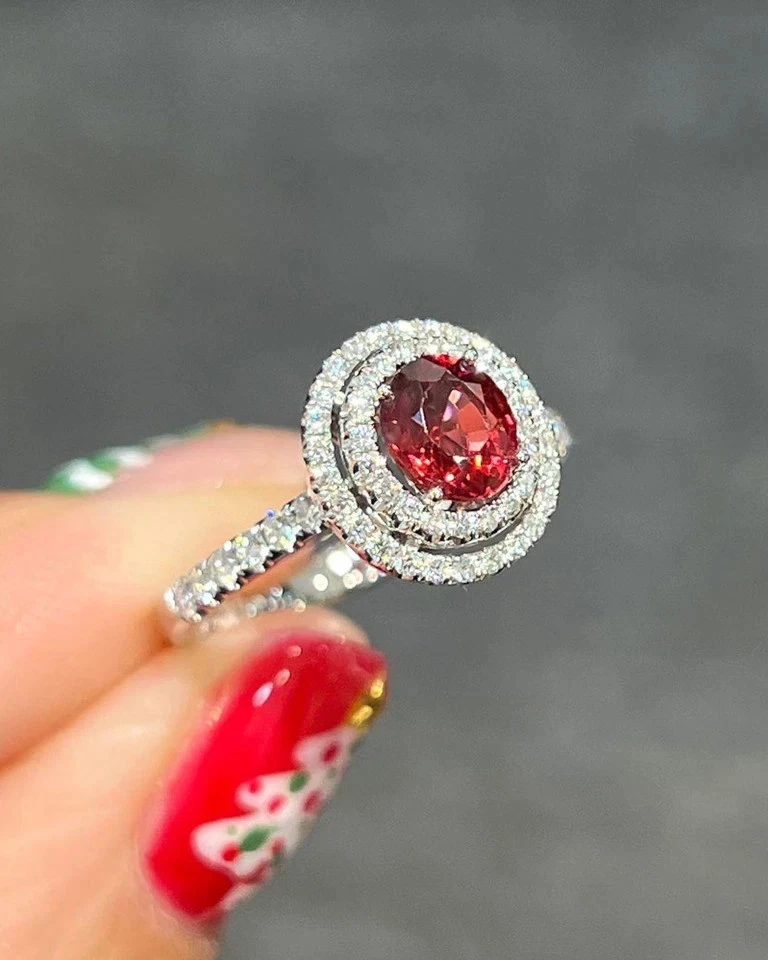 3.50 Ct Oval Cut Natural Red spinel Diamond Engagement Ring Solid 18K White Gold - Image 2 of 4