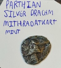 Antike Partherdrachme - unsicheres Lineal - Ton