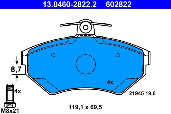 Freinage Haute Performance ATE 13.0460-2822.2 Plaquettes de Frein sans Bruit 156mm