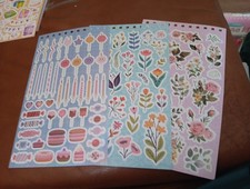 3X STICKERS FOR SCRAPBOOKING/JOURNALS 24x14 CM ST449 /FLOWERS/HAPPY BIRTHDAY