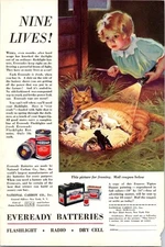 1933 Eveready Batteries Vintage Color Print Ad Dry Cell Ephemera