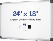 Magnetic White Board 24x18 Dry Erase Wall Board Kit Markers Magnets Tray SetHome