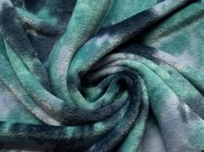 Double Sided Super Soft Cuddle Fleece Fabric Material TYE DYE GREEN BLUE