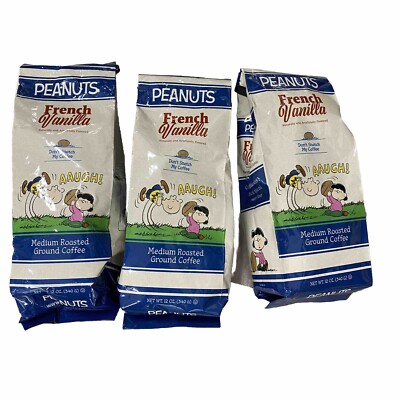 3 Pack Peanuts French Vanilla Coffee Medium Ground 12 Oz Each 1/24/2025