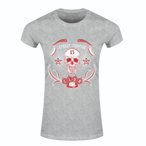 Street Fighting Club Emblem, Lucky 13 Skull Biker Women Fitted Stretch T-Shirts - Picture 9 of 12