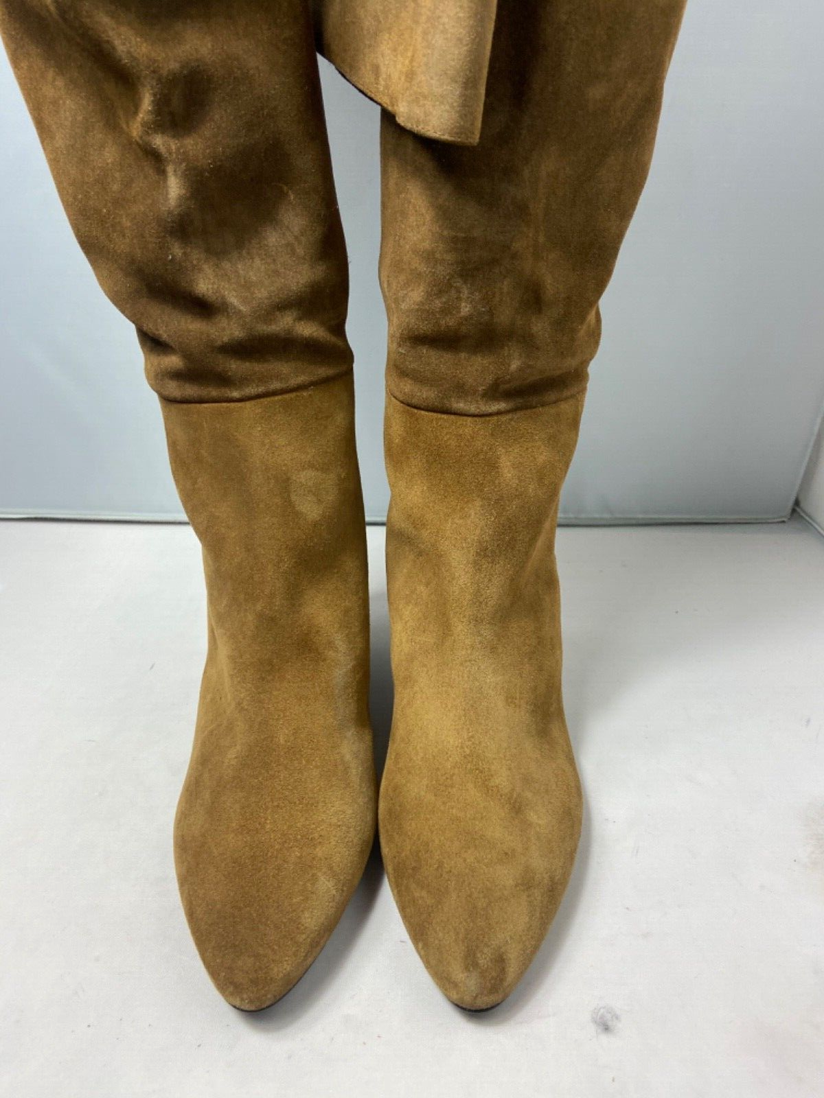 Stivali alti sopra il ginocchio Saint Laurent in pelle scamosciata marrone 36 5