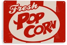 TIN SIGN Popcorn Stripes Metal Décor Wall Art Kitchen Store A577