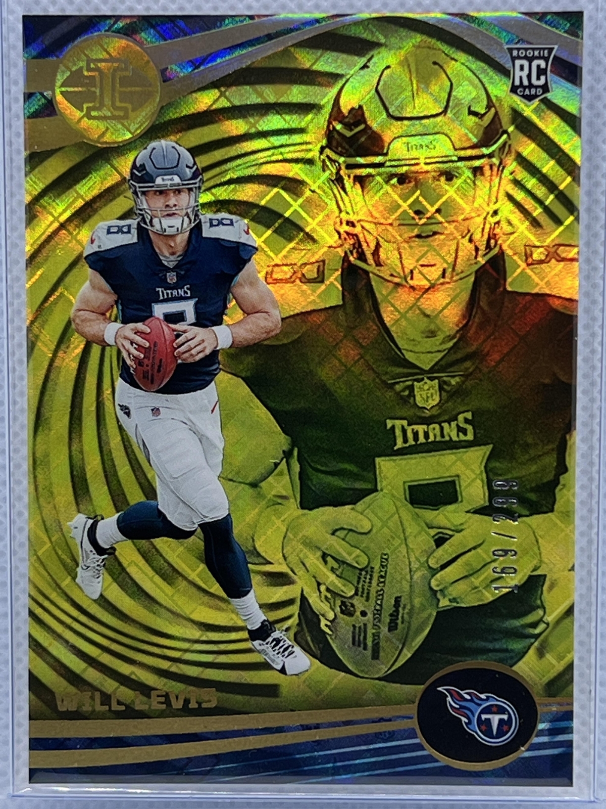 2023 Panini Illusions #95 Will Levis Yellow Diamond Trophy Collection #/299