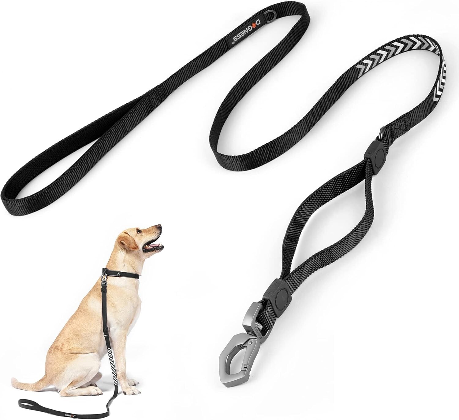 Reflective Glow in the Dark Dog Training Lead 5ft x 1 inch Heavy Duty XL Black