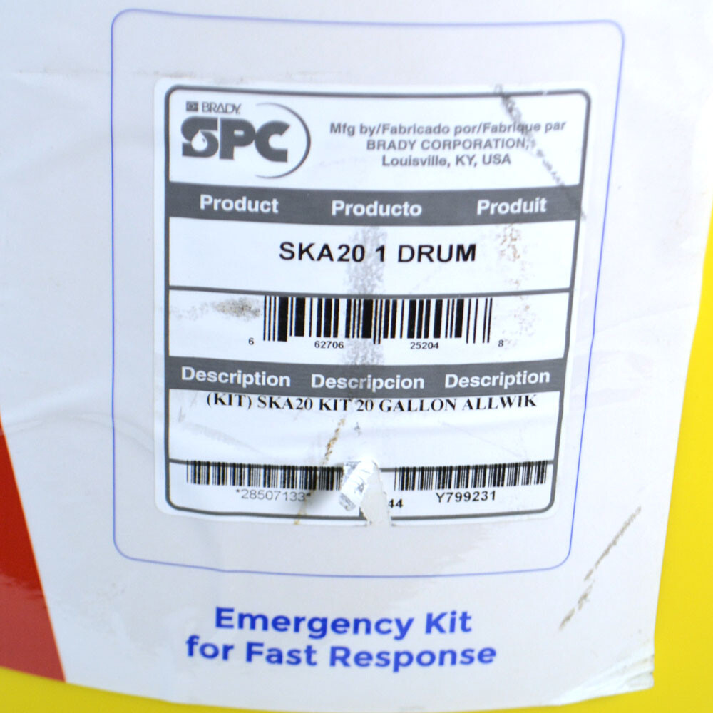 NEW Brady SKA20 ALLWIK Universal Class 20 Gallon Drum Lab Pack Spill