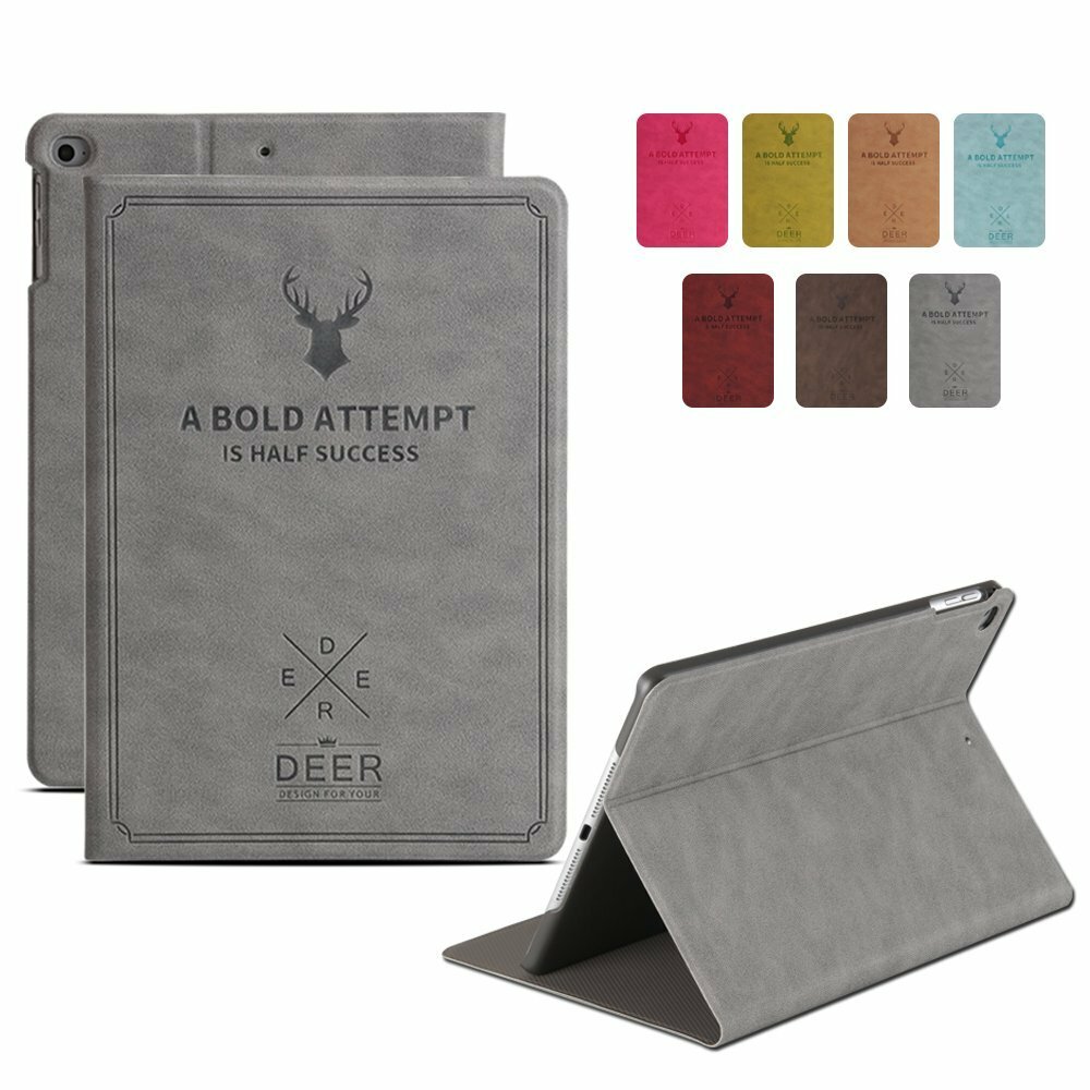 iPad Pro Case A1674 A1675 A1673 PU Leather Slim Protective Flip Cover  Gray