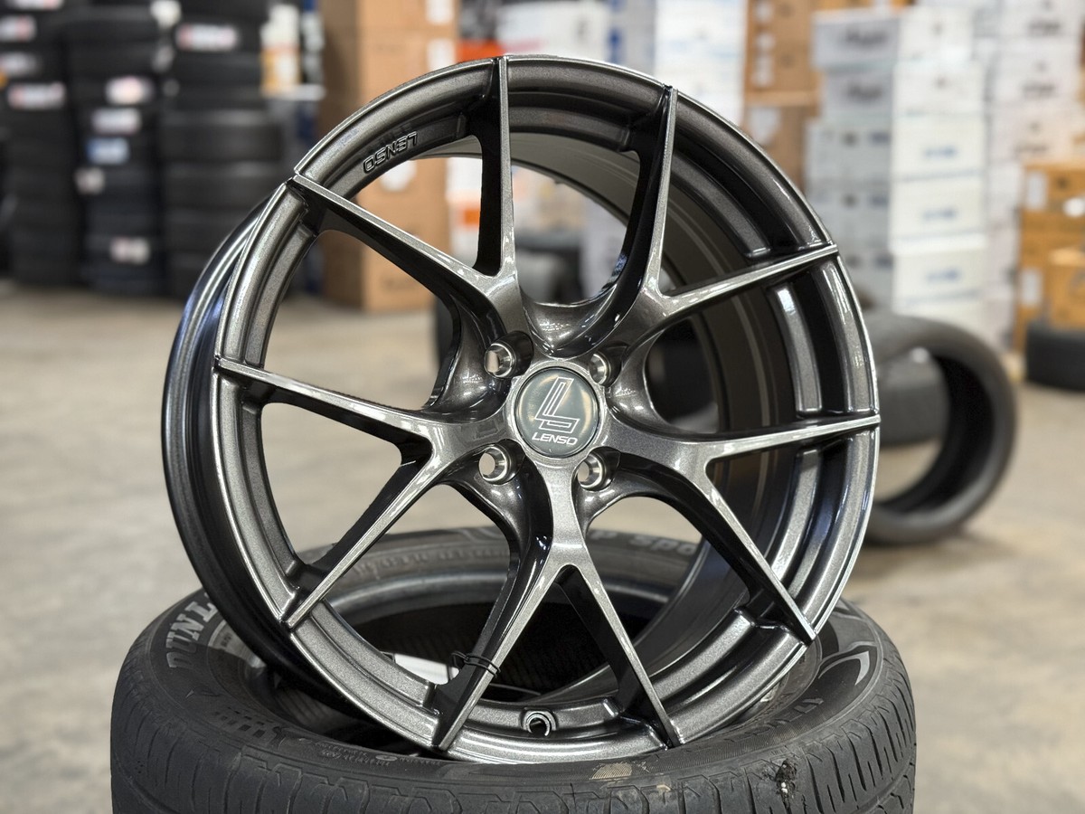 New 17x7.5 LENSO JAGER DYNA Dark Grey (4 Wheel) 4x100 Fit HONDA